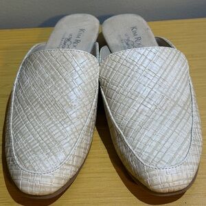 Kim Rogers Cream Textured Slip-On Flats